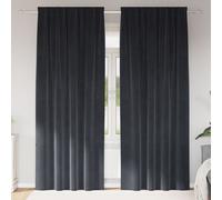 Vidaxl Rideaux Avec Des Rideaux 2 Pcs Gris Foncé 140 X 225 Cm Velours