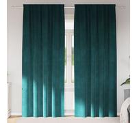 Vidaxl Rideaux Avec Des Rideaux 2 Pcs Vert Foncé 140 X 245 Cm Velours