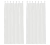vidaXL Rideaux en Voile avec Boucles 2 pcs Blanc 140x225 cm, Rideau en Filet, Rideau Transparent, Voile de fenêtre, Traitement de fenêtre