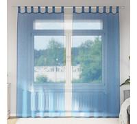 Vidaxl Rideaux En Voile Avec Boucles 2 Pcs Bleu Royal 140x245 Cm