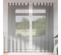 vidaXL Rideaux en Voile avec Boucles 2 pcs Gris foncé 140x245 cm, Rideau en Filet, Rideau Transparent, Voile de fenêtre, Traitement de fenêtre