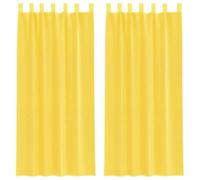 vidaXL Rideaux en Voile avec Boucles 2 pcs Jaune 140x245 cm, Rideau en Filet, Rideau Transparent, Voile de fenêtre, Traitement de fenêtre