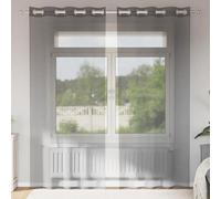 vidaXL Rideaux en voile avec œillets 2 pcs gris foncé 140x245 cm, rideau en filet, rideau transparent, voile de fenêtre, 4102080