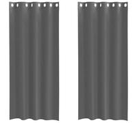 vidaXL Rideaux en Voile avec œillets 2 pcs Gris foncé 140x245 cm, Rideau en Filet, Rideau Transparent, Voile de fenêtre, Traitement de fenêtre