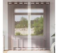 Vidaxl Rideaux En Voile Avec ?illets 2 Pcs Marron 140x245 Cm