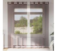 vidaXL Rideaux en voile avec œillets 2 pcs Marron 140x245 cm - Voile transparent