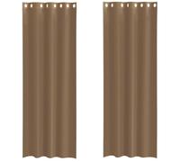 vidaXL Rideaux en Voile avec œillets 2 pcs Marron Clair, Rideau en Filet, Rideau Transparent, Voile de fenêtre, Traitement de fenêtre