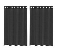 vidaXL Rideaux en Voile avec œillets 2 pcs Noir 140x175 cm, Rideau en Filet, Rideau Transparent, Voile de fenêtre, Traitement de fenêtre