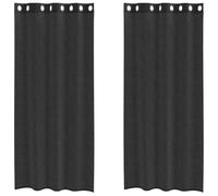 Vidaxl Rideaux En Voile Avec ?illets 2 Pcs Noir 140x225 Cm