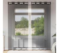 vidaXL Rideaux en Voile avec œillets 2 pcs Noir 140x245 cm, Rideau en Filet, Rideau Transparent, Voile de fenêtre, Traitement de fenêtre