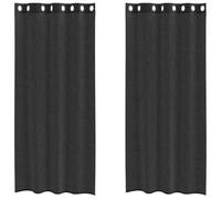 vidaXL Rideaux en Voile avec œillets 2 pcs Noir 140x245 cm, Rideau en Filet, Rideau Transparent, Voile de fenêtre, Traitement de fenêtre