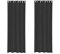 vidaXL Rideaux en Voile avec œillets 2 pcs Noir 140x260 cm, Rideau en Filet, Rideau Transparent, Voile de fenêtre, Traitement de fenêtre