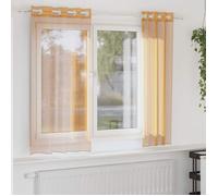 vidaXL Rideaux en voile avec œillets 2 pcs orange 140x140 cm, rideau en filet, rideau transparent, voile de fenêtre, 4102089