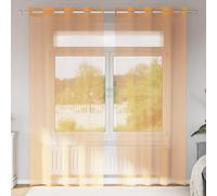vidaXL Rideaux en Voile avec œillets 2 pcs Orange 140x225 cm, Rideau en Filet, Rideau Transparent, Voile de fenêtre, Traitement de fenêtre