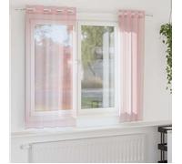 vidaXL Rideaux en voile avec œillets 2 pcs rose clair 140x140 cm, rideau en filet, rideau transparent, voile de fenêtre, 4102083