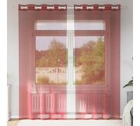 vidaXL Rideaux en voile avec œillets 2 pcs – Transparent Rouge Bordeaux