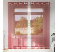 vidaXL Voile Rideaux avec oeillets 2 pcs. Rouge vin