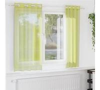 vidaXL Rideaux en Voile avec œillets 2 pcs Vert Pomme 140x175 cm, Rideau en Filet, Rideau Transparent, Voile de fenêtre, Traitement de fenêtre
