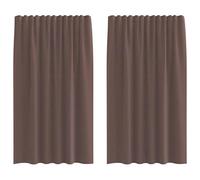 vidaXL Rideaux en Voile avec Passants 2 pcs Marron, Rideau en Filet, Rideau Transparent, Voile de fenêtre, Traitement de fenêtre