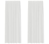 vidaXL Rideaux en Voile avec Passe-tringles 2 pcs Blanc, Rideau en Filet, Rideau Transparent, Voile de fenêtre, Traitement de fenêtre
