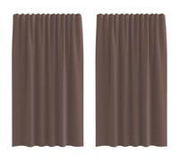 vidaXL Rideaux en voile à passe-tringles 2 pcs Marron transparent