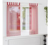 Vidaxl Rideaux En Voile Avec Passe-Tringles 2 Pcs Rouge Bordeaux
