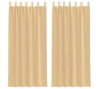 vidaXL Rideaux en voile avec passe-tringles – 2 pièces – Filet transparent – Sable