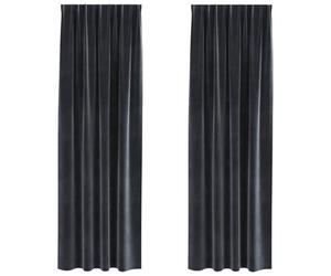 vidaXL Rideaux occultants 2 pc Gris foncé 140 x 260 cm Velours | Bloque totalement la lumière, Des lignes épurées qui se marient bien avec la déco contemporaine, Hyper facile à entretenir