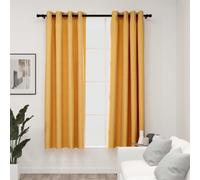 Vidaxl Rideaux Occultants Aspect Lin À ?illets 2 Pcs Jaune 140x175 Cm