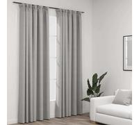 Vidaxl Rideaux Occultants Aspect Lin Avec Crochets 2pcs Gris 140x225cm