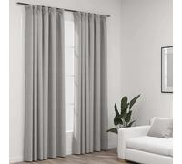2x Rideaux Occultants Aspect Lin avec Crochets Gris 140x245 cm Fenêtre vidaXL