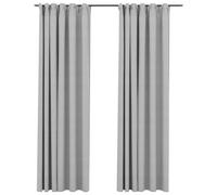 vidaXL Gordijnen linnen-look verduisterend haken 2 st 140x245 cm grijs321174 Gris G