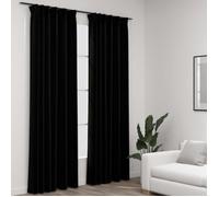 vidaXL Rideaux occultants aspect lin avec crochets 2pcs Noir 140x225cm