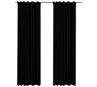 Vidaxl Rideaux Occultants Aspect Lin Avec Crochets 2pcs Noir 140x245cm