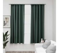 Vidaxl Rideaux Occultants Aspect Lin Avec Crochets 2pcs Vert 140x175cm