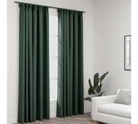 Rideaux occultants aspect lin avec crochets 2pcs Vert 140x245cm