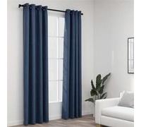vidaXL Rideaux occultants Aspect lin avec œillets 2 pcs Bleu 140x245cm Bleu G
