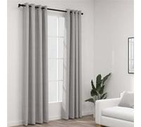vidaXL Rideaux occultants Aspect lin avec ?illets 2 pcs Gris 140x225cm