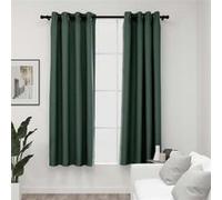 vidaXL Rideaux occultants Aspect lin avec œillets 2 pcs Vert 140x175cm Vert G