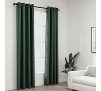 Rideaux occultants Aspect lin avec oillets 2 pcs Vert 140x225cm