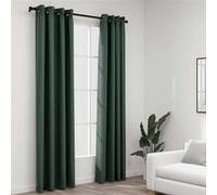 vidaXL Rideaux occultants aspect lin avec œillets 2 pièces Vert 140x225 cm