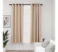 vidaXL Rideaux occultants Aspect lin avec œillets 2pcs Beige 140x175cm Beige G
