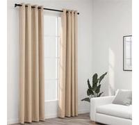 vidaXL Rideaux occultants Aspect lin avec œillets 2pcs Beige 140x225cm Beige G