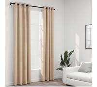 vidaXL Rideaux occultants Aspect lin avec œillets 2pcs Beige 140x245cm Beige G