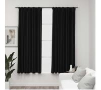 vidaXL - Rideaux occultants aspect lin - 2x avec crochets - Anthracite 140x175 cm
