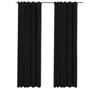 Vidaxl Rideaux Occultants Aspect Lin Crochet 2pcs Anthracite 140x245cm