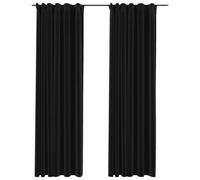 Vidaxl Rideaux Occultants Aspect Lin Crochet 2pcs Anthracite 140x245cm