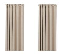 vidaXL Rideaux occultants Aspect Lin et Crochets 2 pcs Beige 140x175cm