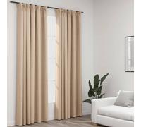 Rideau vidaXL Rideaux occultants aspect lin et crochets 2 pcs Beige 140x225cm