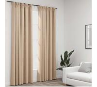 vidaXL Rideaux occultants aspect lin et crochets 2 pcs Beige 140x225cm